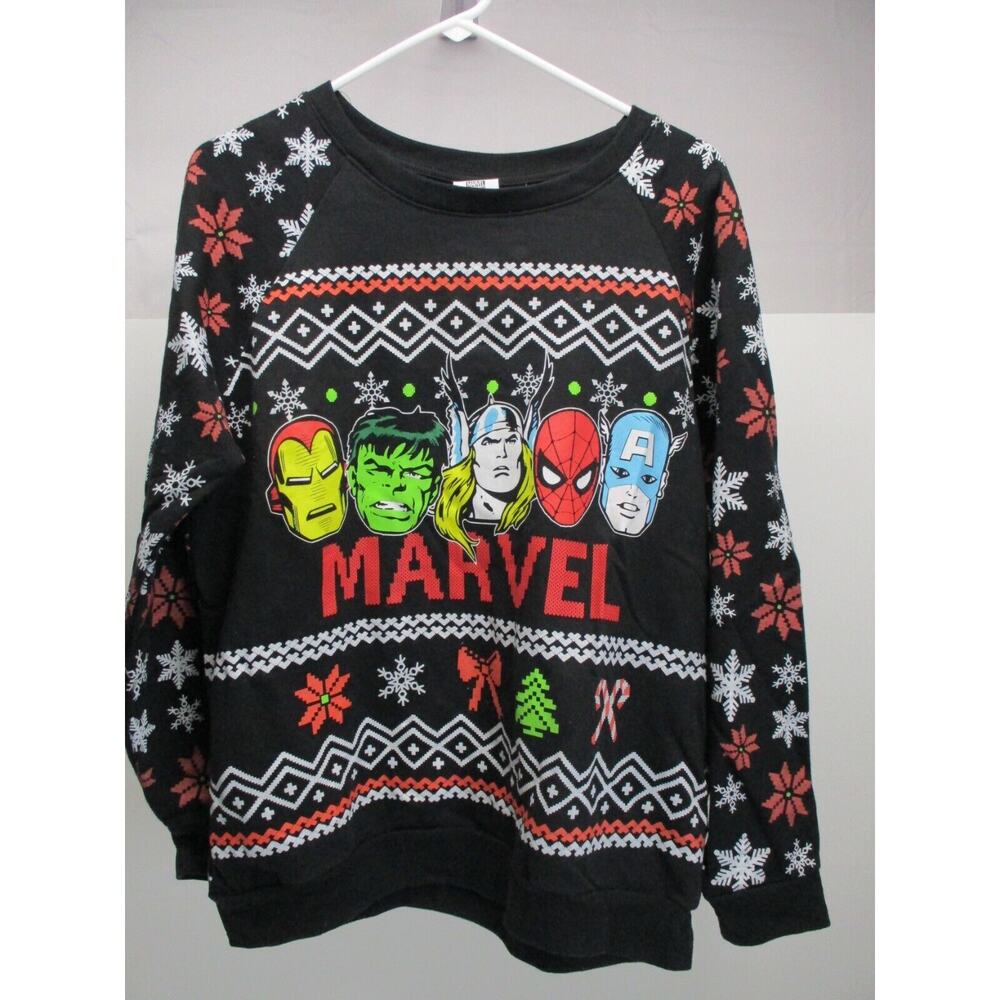 Vintage Marvel Avengers Superheroes Sweater Ugly?  Xmas Sweatshirt LG (11-13)
